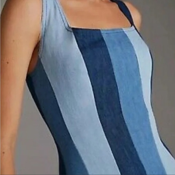 *Farm Rio* Colorblock Denim Midi Dress, Small - Picture 3 of 12